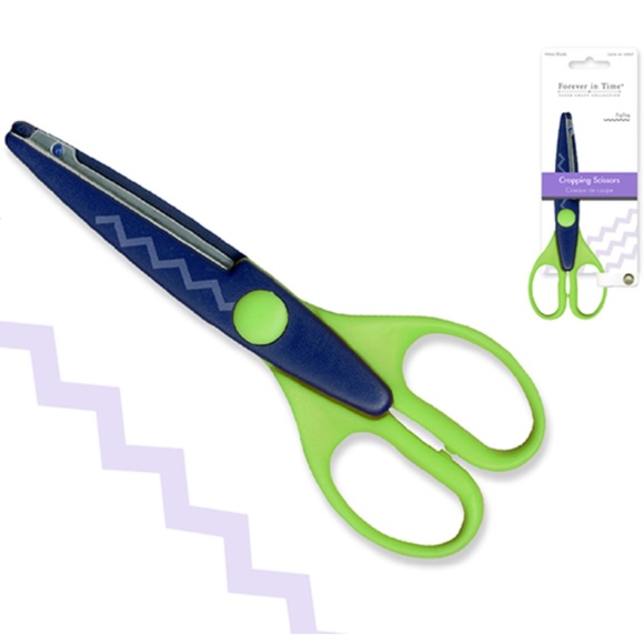 Cropping Scissors Metal Blade ZigZag 6.5" Green - Picture 2 of 3